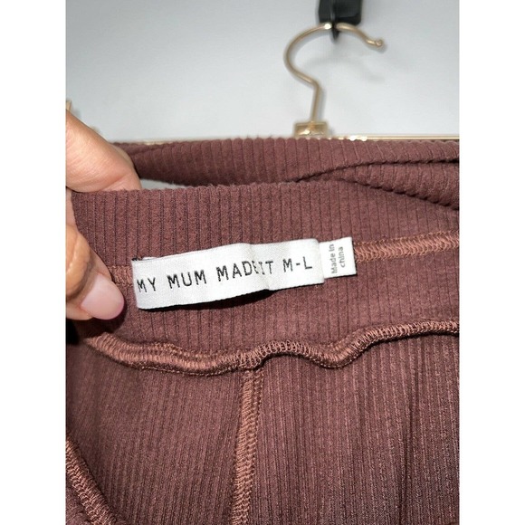 My Mum Made It Soft RibTwist Lounge Pants Brown Women Size M/L Cutout detail - Picture 6 of 9